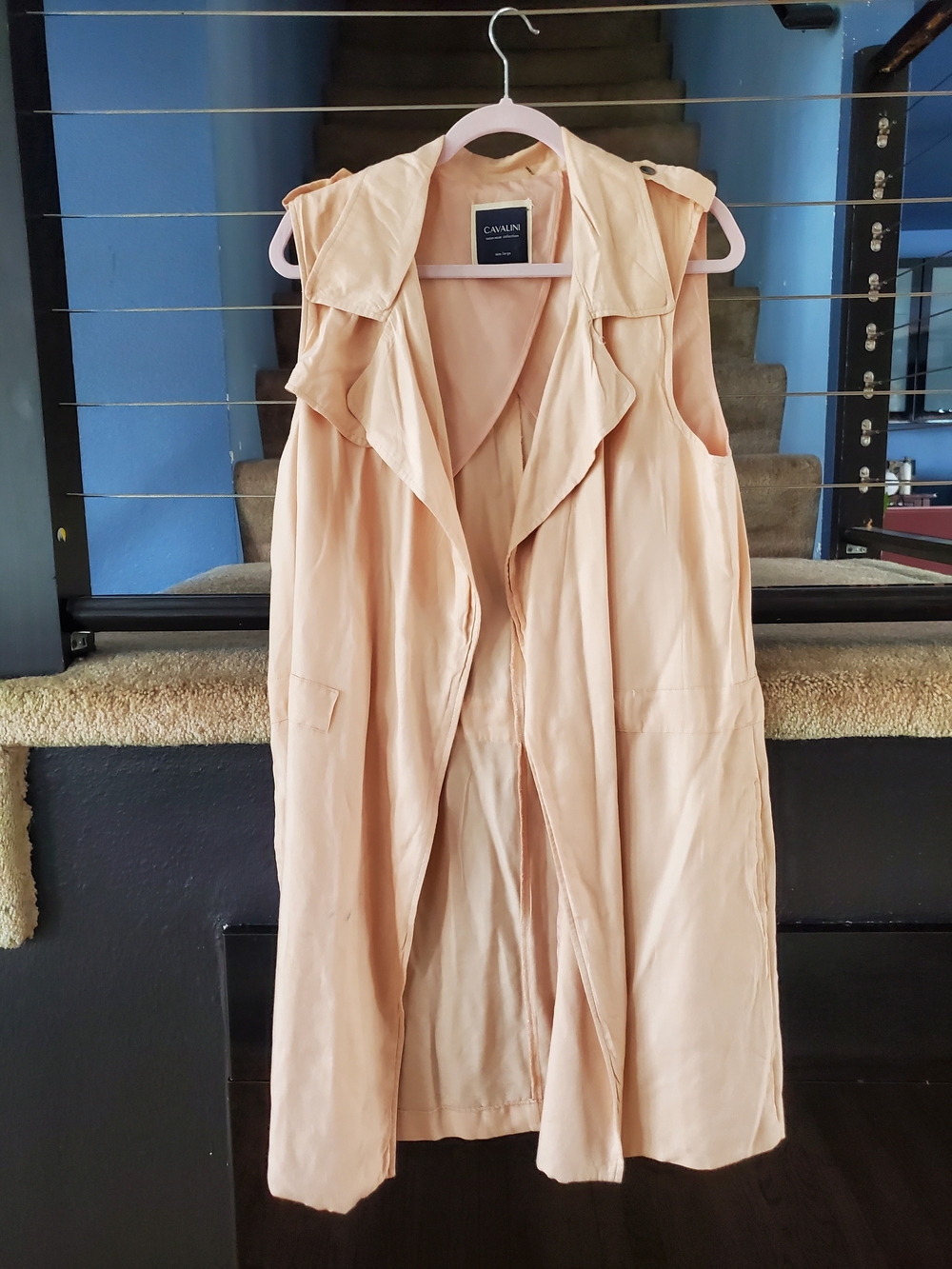 Cavalini Sleeveless Trench Coat in Soft Pink